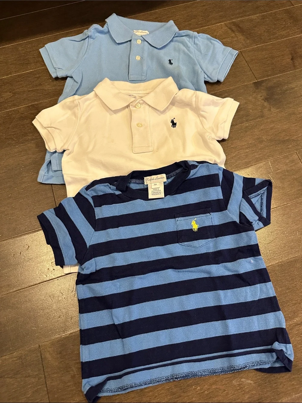 Ralph Lauren Boys Polo & Striped Tee Set in Light Blue, White, Navy